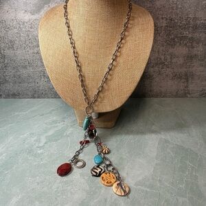 RJ Graziano Silver and Turquoise Charm Dangle Necklace